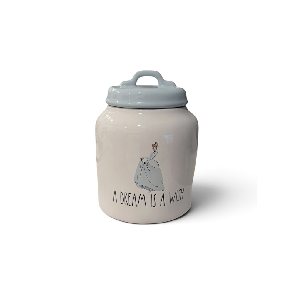 Rae Dunn Disney Princess Cinderella A Dream Is A Wish Ceramic Canister Jar Blue